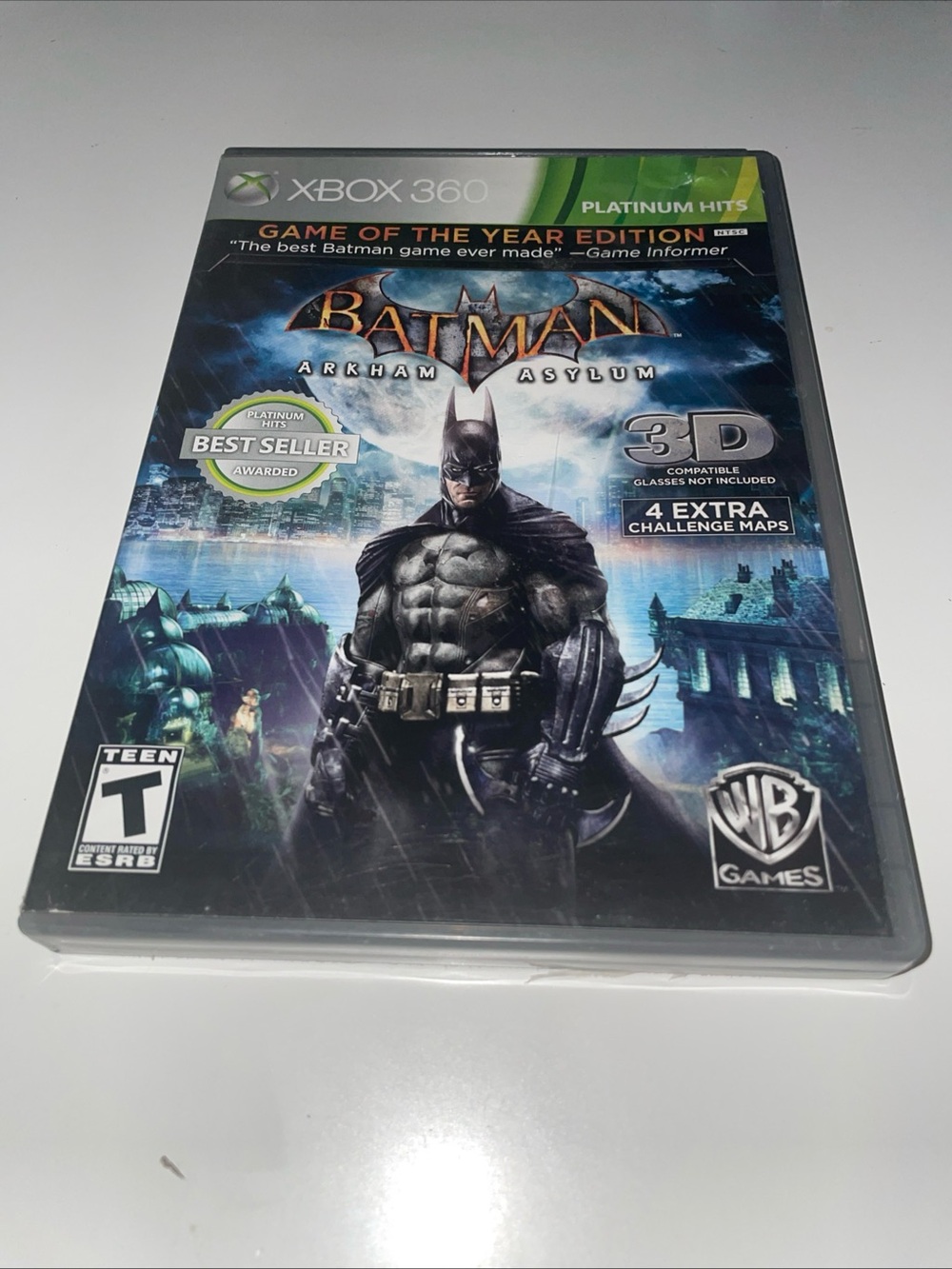 Xbox 360 Batman Arkham Asylum Platinum Hits Game of the Year COMPLETE w/ Manual